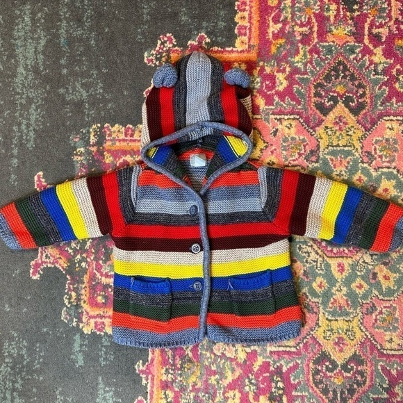 Baby Gap Striped Bear Ear Sweater - Picture 1 of 6